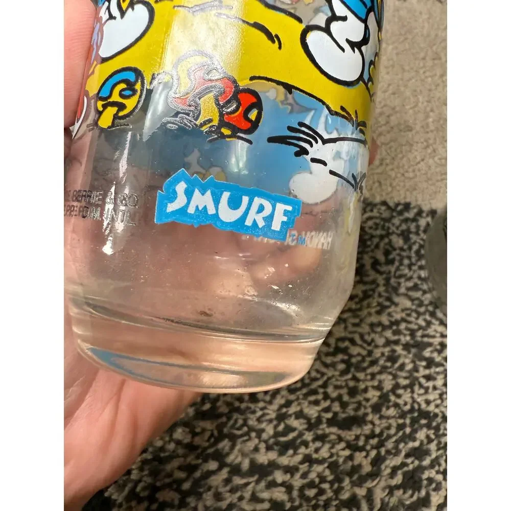 Smurf peyo 1983 set of 3‎ glasses handy harmony papa collectable vintage cartoon - Picture 3 of 6